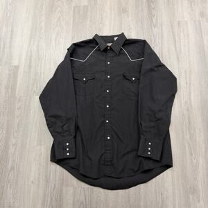 Vintage Ely Cattleman Pearl Snap Western Shirt Men's Extra Large Black Rodeo 90s